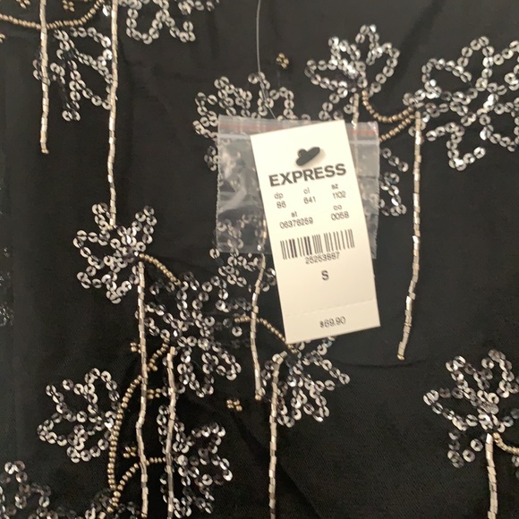 Cute fun Sequin beaded Express black top - Picture 2 of 3